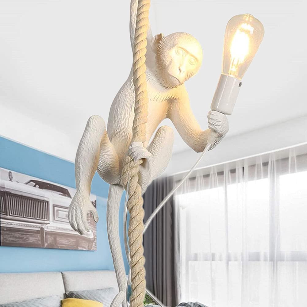 Nickacoo Resin Creative Chandelier White Monkey Pendant Lights